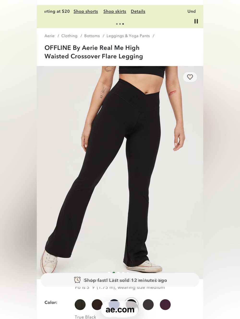Aerie High-rise Crossover Black Flare Leg Medium Long Offline Pants. Brand New.